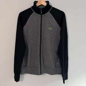 BOSS Hugo Boss Men's Zip-Up Sweatshirt in Black and Green Size M